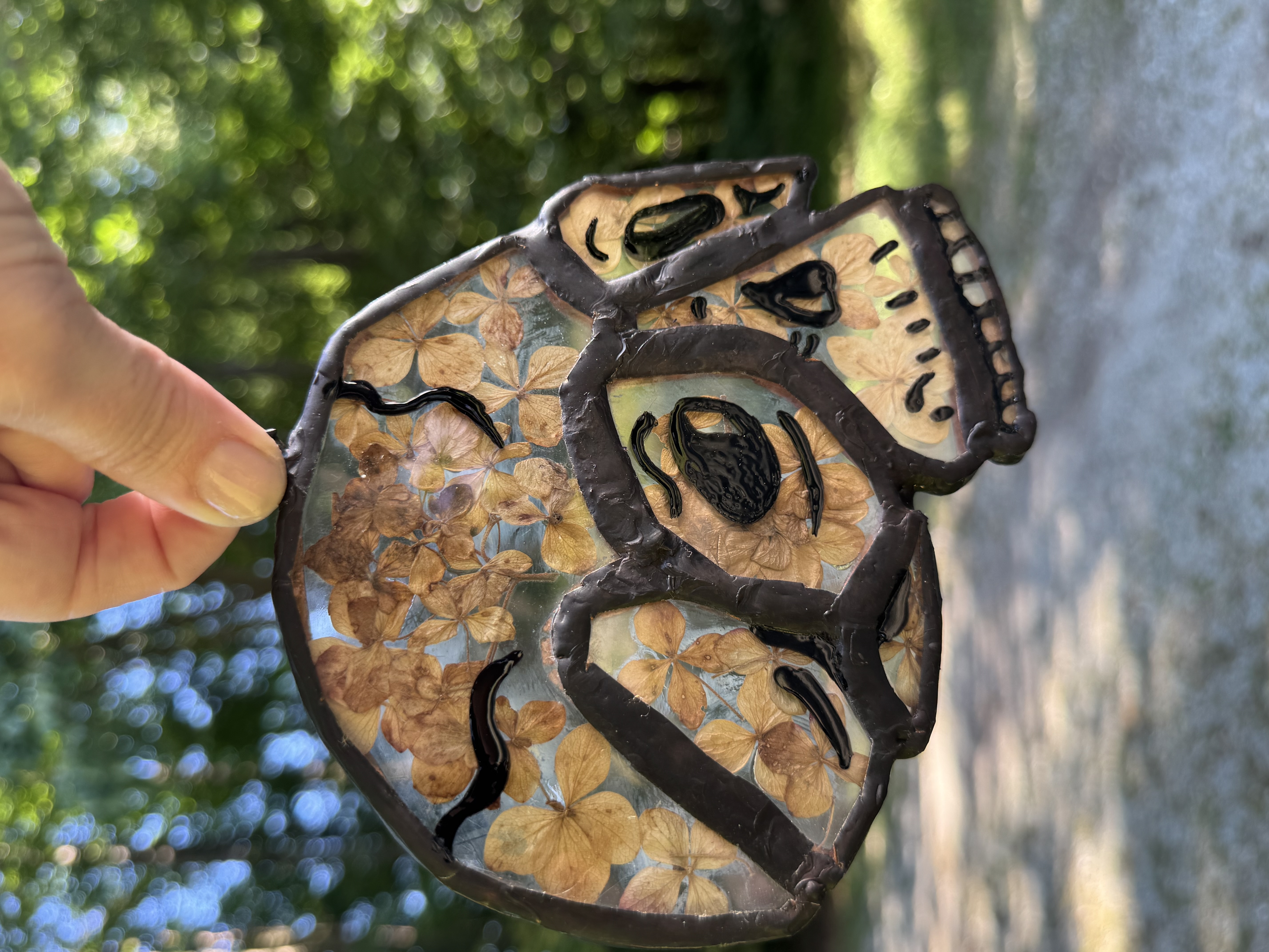 Pressed Flower Skull Stained Glass