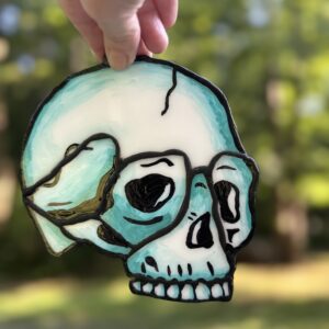 Painted Skull Stained Glass